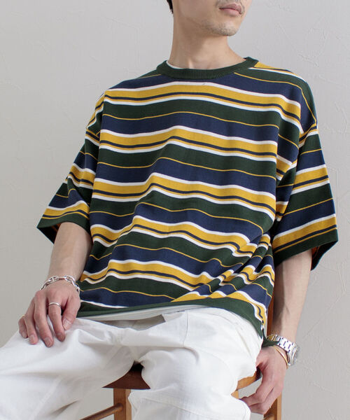 GLOSTER（グロスター）の「【GLOSTER/グロスター】OLDボーダーニットTシャツ（Tシャツ/カットソー・メンズ・グリーン系その他/ブルー系その他・MEDIUM/LARGE）」の11枚目の写真