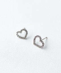 【金属アレルギー対応】 キュービック オープンハートピアス / silver925ポスト
