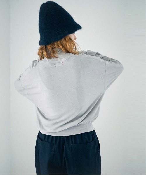 And A（アンドエー）の「unfil アンフィル / superfine merino crape-jersey cardigan スーパーファインメリノ クレープジャージー カーディガン（アンサンブル可能） / WWFL-UW125（カーディガン/ボレロ・レディース・ライトグレー/ブラック・1）」の11枚目の写真