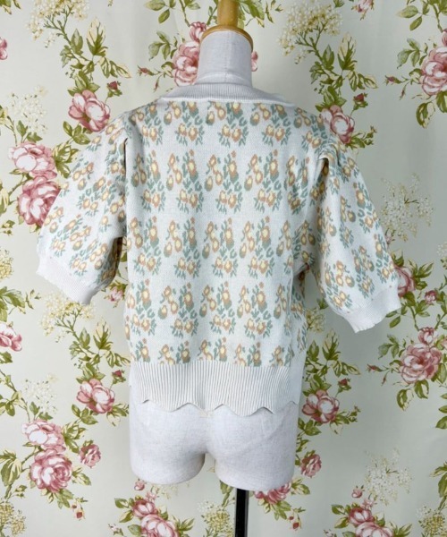 Hamble by Par Avion（ハンブルバイパラビオン）の「フラワーショートニット（ニット/セーター・レディース・グリーン/アイボリー・ONESIZE）」の18枚目の写真