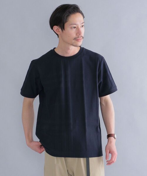 SHIPS(シップス)の「SHIPS: リンクス ジャガード ビッグ チェック Tシャツ(Tシャツ/カットソー・メンズ・ホワイト/ライトグリーン/ネイビー/その他・SMALL/MEDIUM/LARGE/X-LARGE)」の3枚目の写真