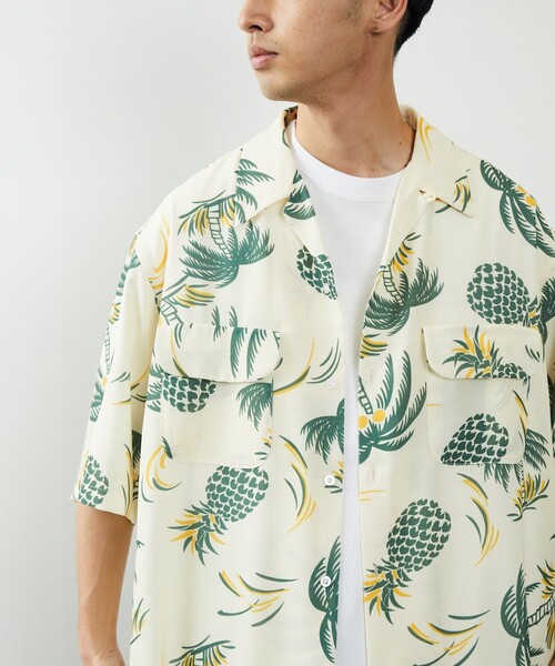 FREAK'S STORE（フリークスストア）の「FREAK'S STORE/フリークスストア BIGシルエット アロハシャツ（シャツ/ブラウス・メンズ・オフホワイト/ブラック/グリーン/ネイビー・MEDIUM/LARGE）」の8枚目の写真