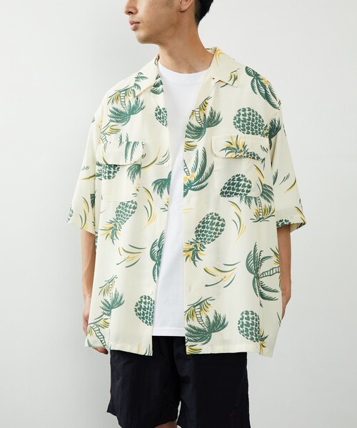 FREAK'S STORE（フリークスストア）の「FREAK'S STORE/フリークスストア BIGシルエット アロハシャツ（シャツ/ブラウス・メンズ・オフホワイト/ブラック/グリーン/ネイビー・MEDIUM/LARGE）」の9枚目の写真