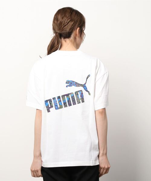 PUMA ストライプデザイン シャツ Oサイズ PUMA プーマ TRIBES LIGA Retro Graphic 半袖ゲームシャツ(丸首