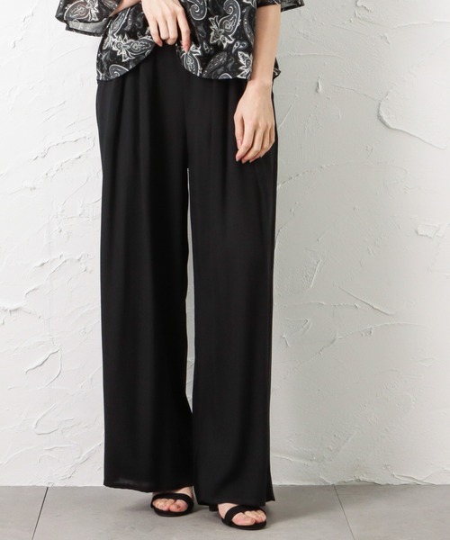 NAVY（ネイビー）の「レーヨンワイドパンツ（その他パンツ・レディース・ブラック/ネイビー/カーキ/ブルー/チャコール・M/L）」の3枚目の写真