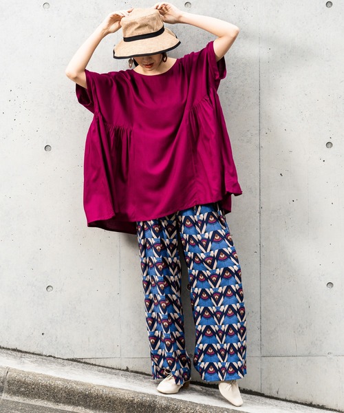 NAVY（ネイビー）の「レーヨンワイドパンツ（その他パンツ・レディース・ブラック/ネイビー/カーキ/ブルー/チャコール・M/L）」の7枚目の写真