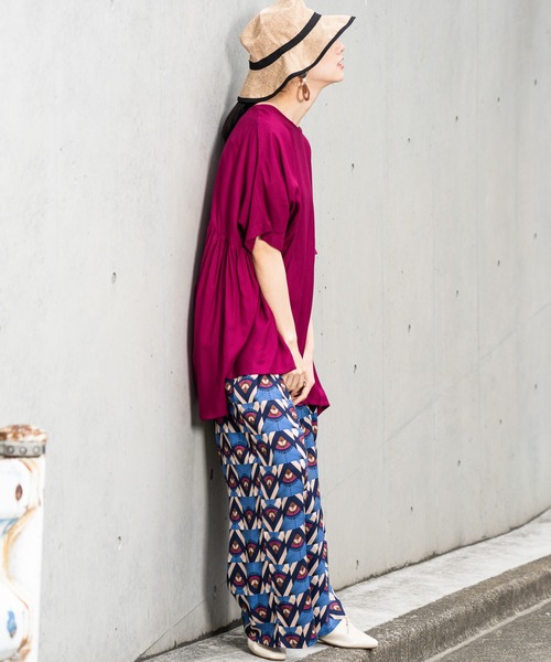 NAVY（ネイビー）の「レーヨンワイドパンツ（その他パンツ・レディース・ブラック/ネイビー/カーキ/ブルー/チャコール・M/L）」の9枚目の写真