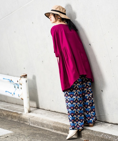 NAVY（ネイビー）の「レーヨンワイドパンツ（その他パンツ・レディース・ブラック/ネイビー/カーキ/ブルー/チャコール・M/L）」の10枚目の写真