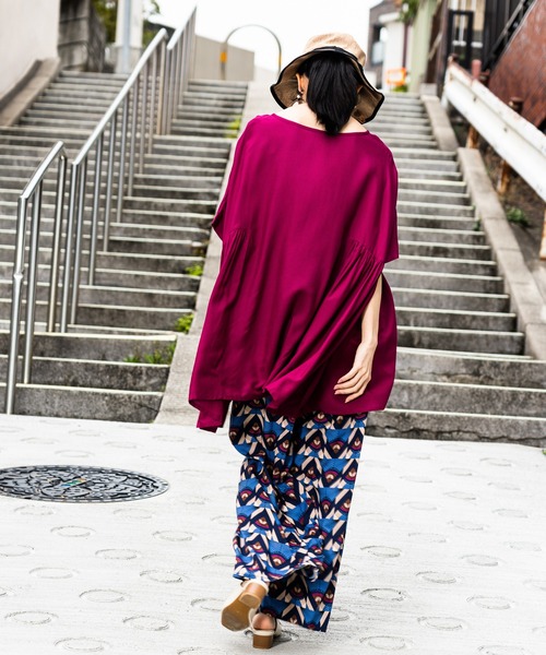 NAVY（ネイビー）の「レーヨンワイドパンツ（その他パンツ・レディース・ブラック/ネイビー/カーキ/ブルー/チャコール・M/L）」の12枚目の写真