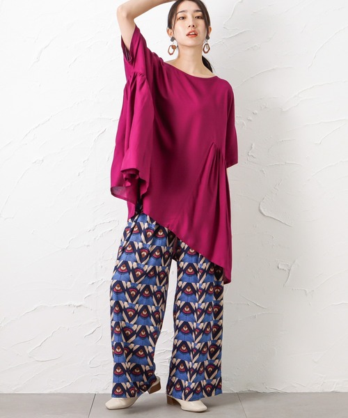 NAVY（ネイビー）の「レーヨンワイドパンツ（その他パンツ・レディース・ブラック/ネイビー/カーキ/ブルー/チャコール・M/L）」の13枚目の写真