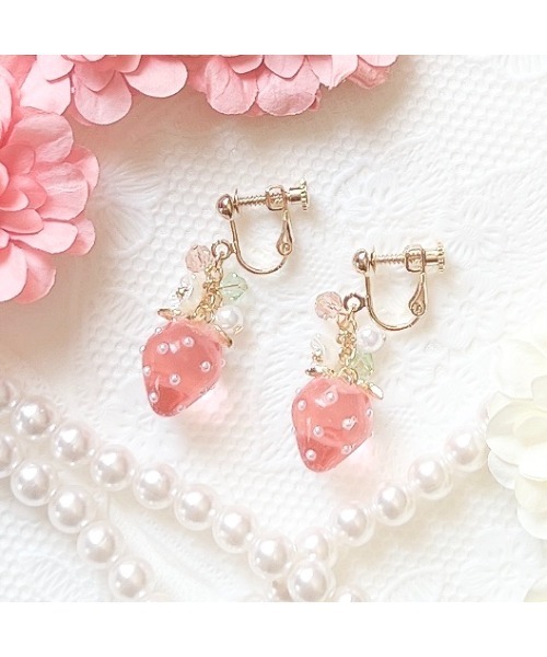tone（トーン）の「【Arivenalice】sweet strawberry & lemon イヤリング(MA)（イヤリング・レディース・ピンク/イエロー・FREE）」の2枚目の写真