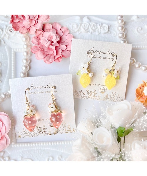tone（トーン）の「【Arivenalice】sweet strawberry & lemon イヤリング(MA)（イヤリング・レディース・ピンク/イエロー・FREE）」の4枚目の写真