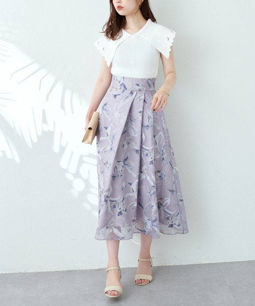 natural couture(ナチュラルクチュール)の「WEB限定カラー有り/刺繍衿強撚リブニット(ニット/セーター・レディース・ブラック/ブラウン/オフホワイト/オレンジ/グリーン・FREE)」の9枚目の写真