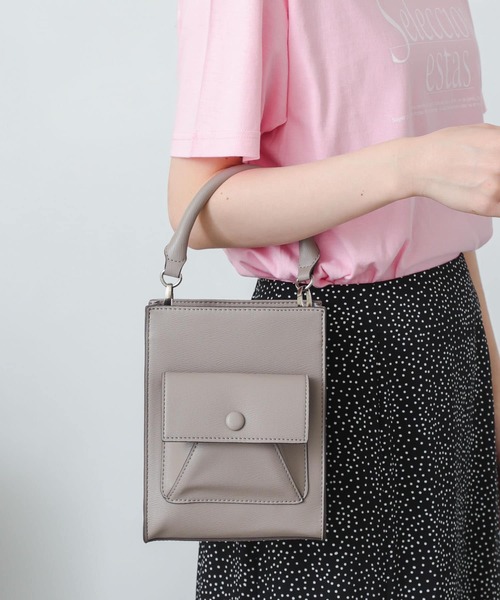 SENSE OF PLACE by URBAN RESEARCH(センスオブプレイスバイアーバンリサーチ)の「2WAYポケットスクエアショルダーバッグ(ショルダーバッグ・レディース・ブラック/オレンジ/ライトベージュ/グリーン・ONE)」の1枚目の写真