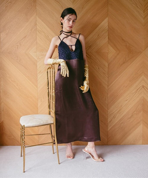 ドレス パーティードレス レディース サハラ sahara Bi-Color Sheer Jacquard Dress/バイカラーシアージャガード