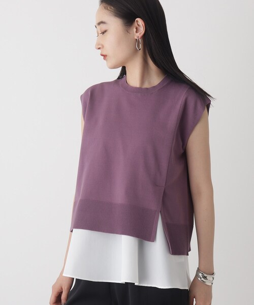 OPAQUE.CLIP(オペークドットクリップ)の「◆スリットニットSET【3way/WEB限定サイズ】(その他トップス・レディース・ブラック/オフホワイト/黄緑系/パープル系・40/38/42/36)」の4枚目の写真