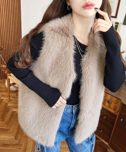 seyto フェイクファーベスト ブラック 新品タグ付き 完売商品 ロング