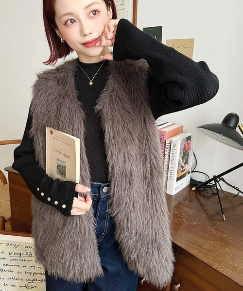 ✨未使用✨tiedeur ファー ベスト レッキス 大きいサイズ 15 2XL 7/11ライブ① MIXファーZIPベスト (シアントーキョー 507418