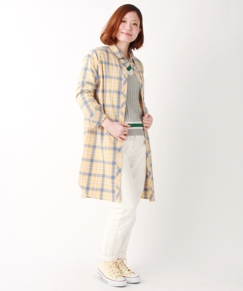 THE EMPORIUM（ジエンポリアム）の「コットンシャツワンピース（シャツワンピース・レディース・ブルー系1/ブルー/イエロー/レッド・38/40）」の6枚目の写真