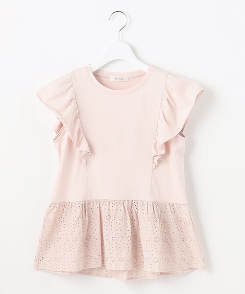 Feroux(フェルゥ)の「【接触冷感・UVケア】カットワークペプラム カットソー(Tシャツ/カットソー・レディース・ブラック系/ライトグリーン系/ピンク系/ライトオレンジ系・F)」の11枚目の写真
