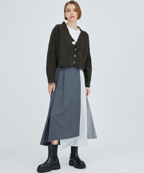 CITY TOKYO（シティトウキョウ）の「カラーパターンイレギュラーラップスカート（スカート・レディース・グレー/グリーン/ベージュ/ブラック・1/2）」の10枚目の写真