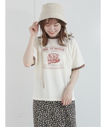 ehka sopo | パイプリントリンガーTシャツ(Tシャツ/カットソー)