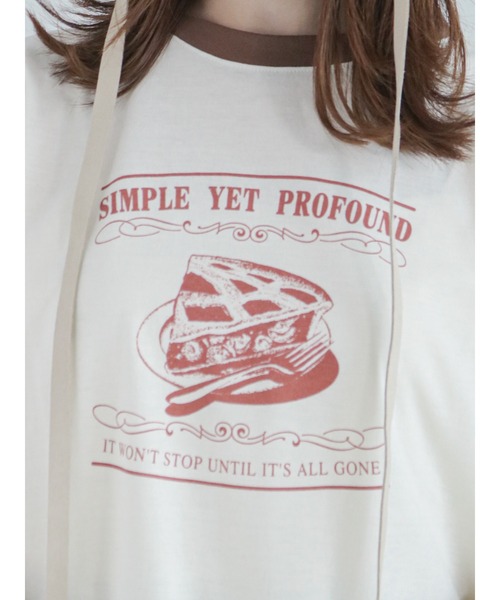 ehka sopo（エヘカソポ）の「パイプリントリンガーTシャツ（Tシャツ/カットソー・レディース・ピンク/オフホワイト/キナリ/ブラウン・ﾌﾘ-）」の5枚目の写真