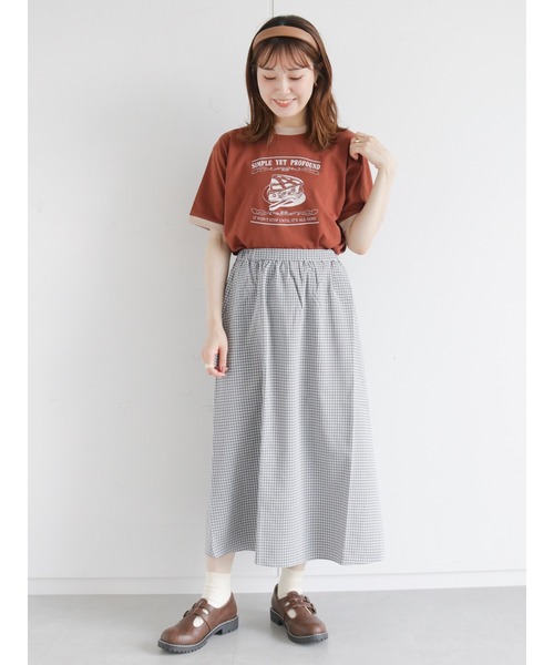 ehka sopo（エヘカソポ）の「パイプリントリンガーTシャツ（Tシャツ/カットソー・レディース・ピンク/オフホワイト/キナリ/ブラウン・ﾌﾘ-）」の15枚目の写真