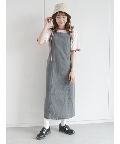 ehka sopo（エヘカソポ）の「パイプリントリンガーTシャツ（Tシャツ/カットソー・レディース・ピンク/オフホワイト/キナリ/ブラウン・ﾌﾘ-）」の6枚目の写真