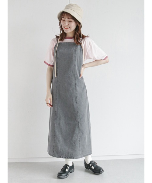 ehka sopo（エヘカソポ）の「パイプリントリンガーTシャツ（Tシャツ/カットソー・レディース・ピンク/オフホワイト/キナリ/ブラウン・ﾌﾘ-）」の8枚目の写真