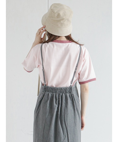 ehka sopo（エヘカソポ）の「パイプリントリンガーTシャツ（Tシャツ/カットソー・レディース・ピンク/オフホワイト/キナリ/ブラウン・ﾌﾘ-）」の14枚目の写真