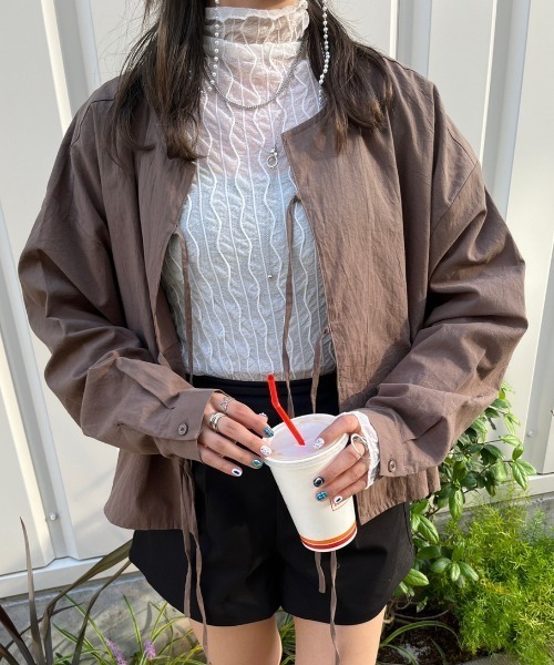 nemne store(ネンネストア)の「リボンシャツ(シャツ/ブラウス・レディース・ブラウン/ブルー/グリーン/アイボリー・フリー)」の14枚目の写真