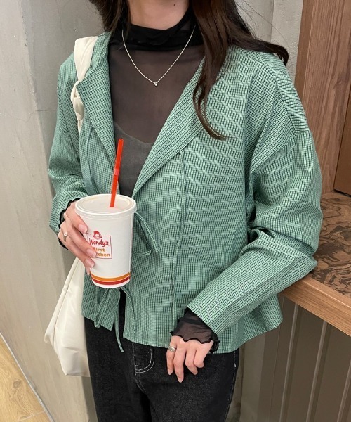 nemne store(ネンネストア)の「リボンシャツ(シャツ/ブラウス・レディース・ブラウン/ブルー/グリーン/アイボリー・フリー)」の19枚目の写真