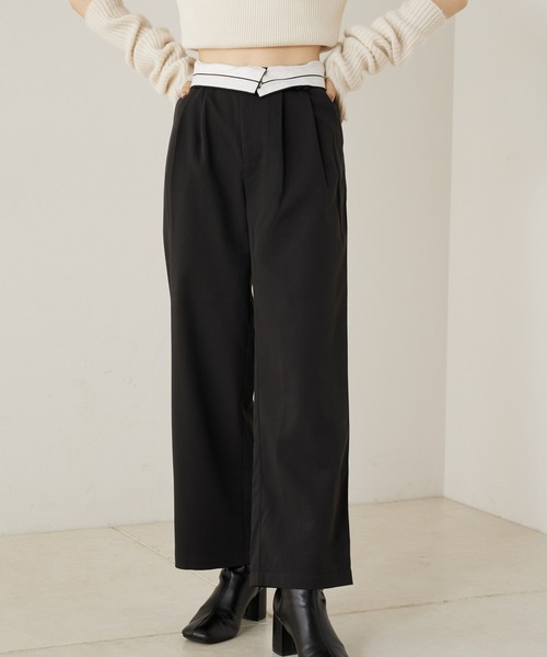 Chico（チコ）の「【2022AW】折り返しスラックスロングパンツ（スラックス・レディース・ブラック/グレー/ベージュ・FREE）」の2枚目の写真