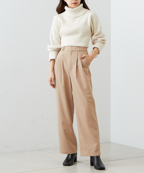 Chico（チコ）の「【2022AW】折り返しスラックスロングパンツ（スラックス・レディース・ブラック/グレー/ベージュ・FREE）」の13枚目の写真