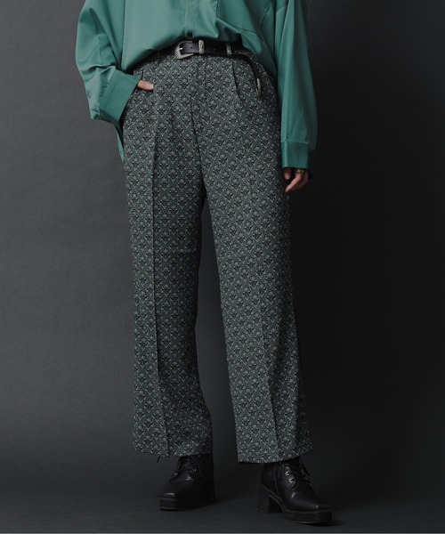 Ellno Loset（エルノロゼット）の「ダマスク柄ワイドストレートパンツ（その他パンツ・メンズ・グリーン/ダークパープル/グレー系その他・SMALL/MEDIUM/LARGE）」の4枚目の写真