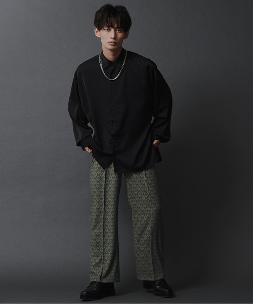 Ellno Loset（エルノロゼット）の「ダマスク柄ワイドストレートパンツ（その他パンツ・メンズ・グリーン/ダークパープル/グレー系その他・SMALL/MEDIUM/LARGE）」の14枚目の写真