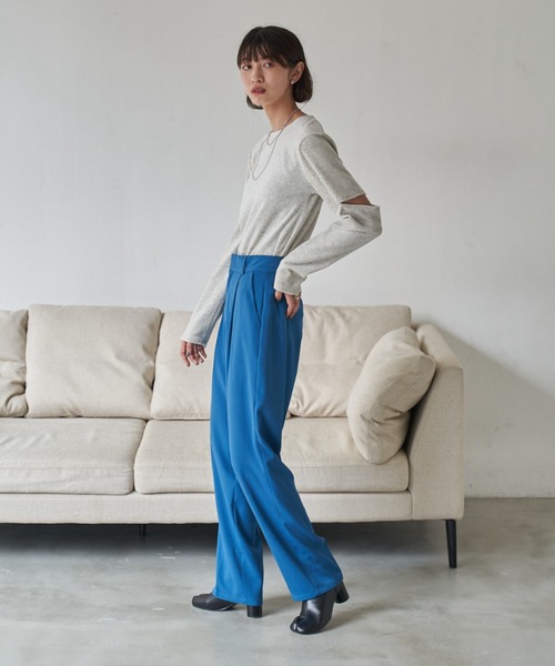 VACANCY(ヴァカンシー)の「カットオフベロアトップス(Tシャツ/カットソー・レディース・ライトグレー/ブラック/オレンジ/ブルー/ダークブルー・FREE)」の16枚目の写真