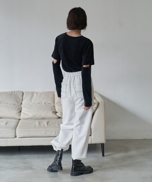 VACANCY(ヴァカンシー)の「カットオフベロアトップス(Tシャツ/カットソー・レディース・ライトグレー/ブラック/オレンジ/ブルー/ダークブルー・FREE)」の18枚目の写真