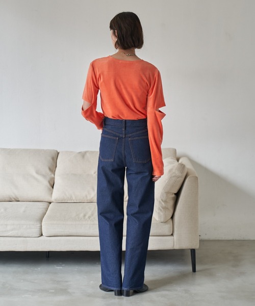 VACANCY(ヴァカンシー)の「カットオフベロアトップス(Tシャツ/カットソー・レディース・ライトグレー/ブラック/オレンジ/ブルー/ダークブルー・FREE)」の12枚目の写真