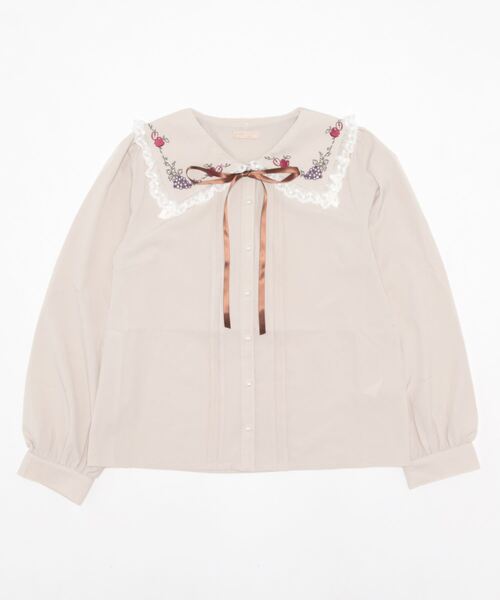 axes femme POETIQUE（アクシーズファムポエティック）の「ラ　レコルト刺繍襟ＢＬ（シャツ/ブラウス・レディース・ブラック/ベージュ/キナリ・MEDIUM）」の2枚目の写真