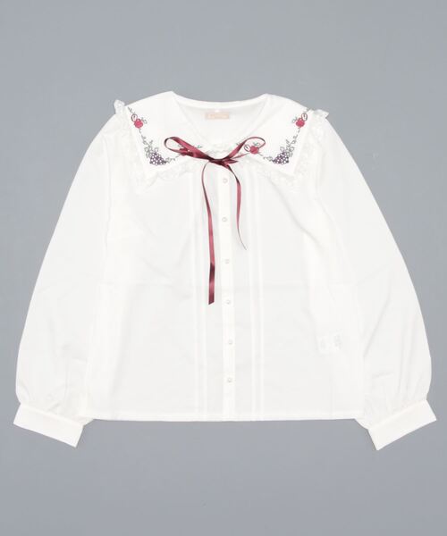 axes femme POETIQUE（アクシーズファムポエティック）の「ラ　レコルト刺繍襟ＢＬ（シャツ/ブラウス・レディース・ブラック/ベージュ/キナリ・MEDIUM）」の5枚目の写真