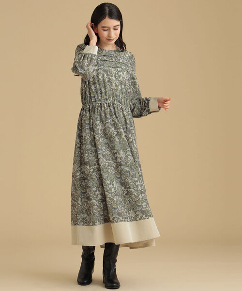 Ray BEAMS/アイボリーペイズリーワンピース/size 1(S～M相当)