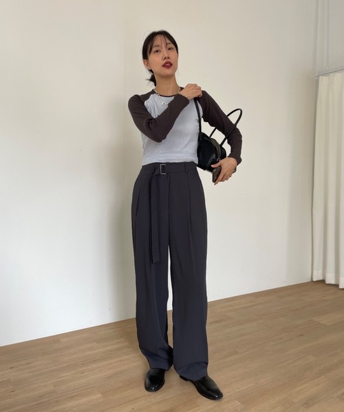 Didot.showroom（ディドット ショールーム）の「ラグランリブロンT（Tシャツ/カットソー・レディース・ワイン/チャコール/アッシュブラウン/ネイビー・FREE）」の14枚目の写真