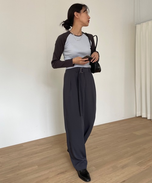 Didot.showroom（ディドット ショールーム）の「ラグランリブロンT（Tシャツ/カットソー・レディース・ワイン/チャコール/アッシュブラウン/ネイビー・FREE）」の16枚目の写真