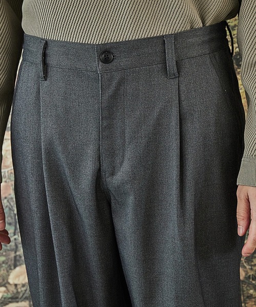 UNION STATION（ユニオンステーション）の「T/Rストレッチツイルイージーワイドパンツ（スラックス・メンズ・チャコールグレー/ブラック・S/M/L）」の5枚目の写真