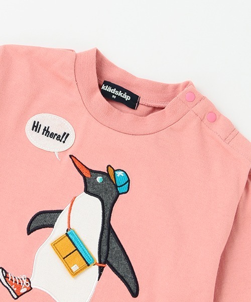 kladskap(クレードスコープ)の「ペンギン裾レイヤード風長袖Tシャツ(Tシャツ/カットソー・キッズ・モスグリーン/ピンク・100cm/90cm/110cm/80cm)」の5枚目の写真