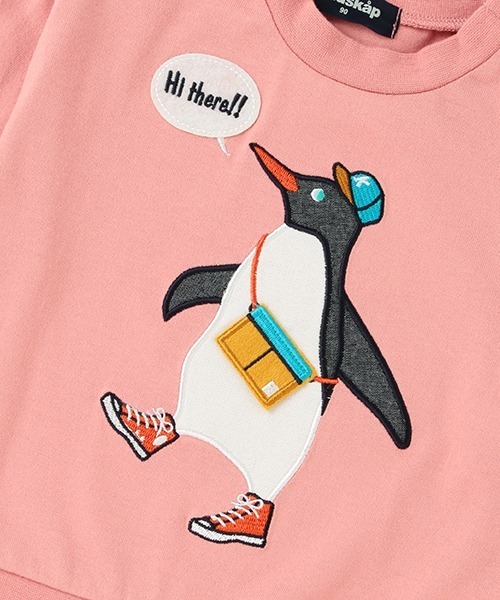 kladskap(クレードスコープ)の「ペンギン裾レイヤード風長袖Tシャツ(Tシャツ/カットソー・キッズ・モスグリーン/ピンク・100cm/90cm/110cm/80cm)」の6枚目の写真
