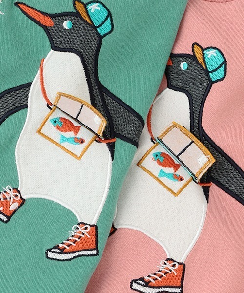 kladskap(クレードスコープ)の「ペンギン裾レイヤード風長袖Tシャツ(Tシャツ/カットソー・キッズ・モスグリーン/ピンク・100cm/90cm/110cm/80cm)」の7枚目の写真