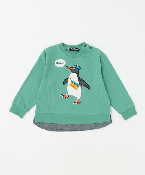kladskap(クレードスコープ)の「ペンギン裾レイヤード風長袖Tシャツ(Tシャツ/カットソー・キッズ・モスグリーン/ピンク・100cm/90cm/110cm/80cm)」の16枚目の写真